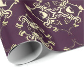 伝統的な王室のな紫色の金ゴールドのブロケード ラッピングペーパー (ロールコーナー)