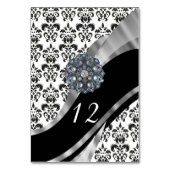 伝統的な白黒結婚式のダマスク織 テーブルナンバー (裏面)