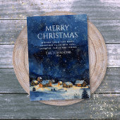 伝統的な素朴な水の色のナイトスカイクリスマス シーズンカード
