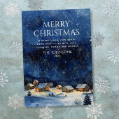 伝統的な素朴な水の色のナイトスカイクリスマス シーズンカード