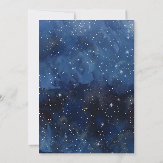 伝統的な素朴な水の色のナイトスカイクリスマス シーズンカード (裏面)