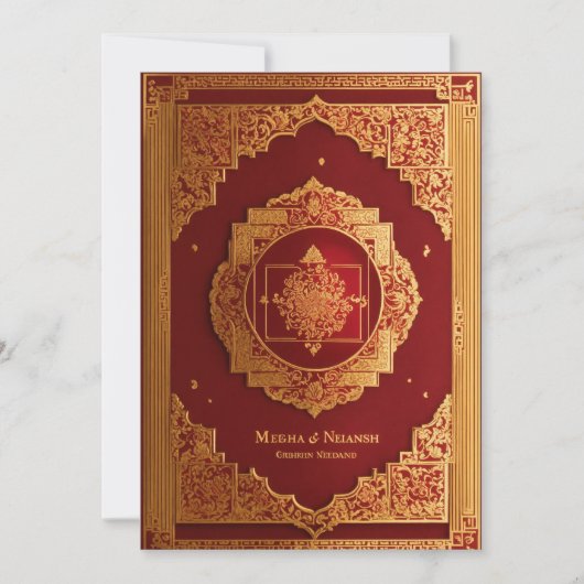 伝統的な結婚式の招待状のデザイン、壮大、優雅、豪華 招待状 (正面)