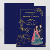 伝統的な結婚式の招待状 カップル ウェディングカード 招待状 (正面/裏面)