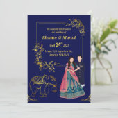 伝統的な結婚式の招待状 カップル ウェディングカード 招待状 (スタンド正面)