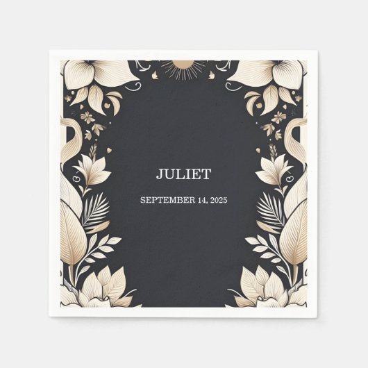 伝統的な結婚誓約更新式のブライズシャワーパーティー スタンダードカクテルナプキン (正面)