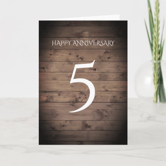 伝統的な結婚5周年記念カード 木製 カード (正面)