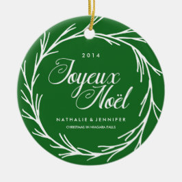 伝統的な緑のクリスマスの写真のオーナメント セラミックオーナメント