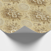 伝統的な花柄のパールとレースのウェディング ラッピングペーパー (角)