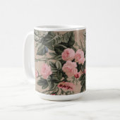 伝統的な花柄ファブリックの写真 コーヒーマグカップ (正面左)