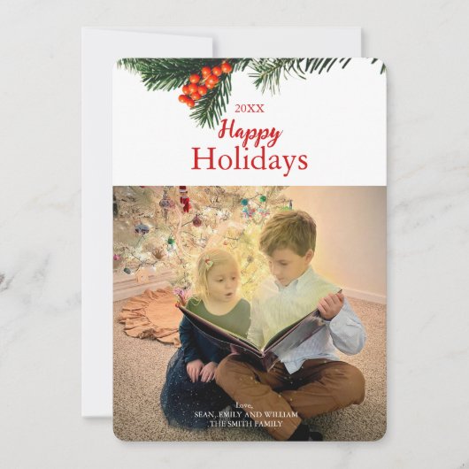 伝統的な花輪のホリデーカード シーズンカード (正面)