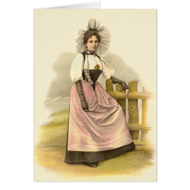 伝統的な衣裳、ベルンの美しいスイスの女性 (正面)