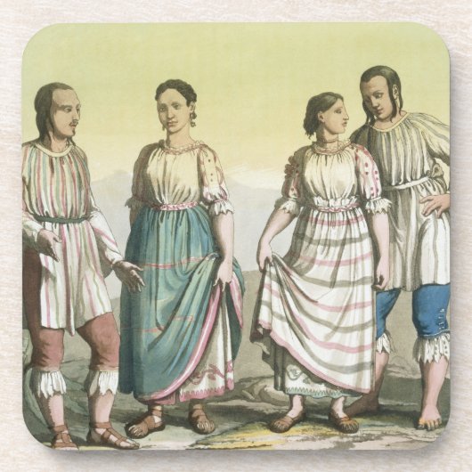 伝統的な衣裳、メキシコのMichoacanのインディアン( コースター (正面)