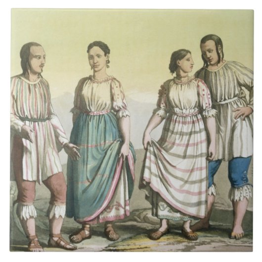 伝統的な衣裳、メキシコのMichoacanのインディアン( タイル (正面)