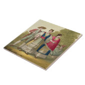 伝統的な衣裳(colのペルーの人そして女性 タイル (側面)