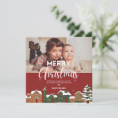 伝統的な赤いクリスマスのカスタムホリデーフォト (スタンド正面)