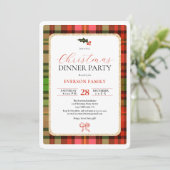 伝統的な赤いフェスティブなチェック柄のクリスマス パーティー 招待状 (スタンド正面)