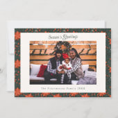 伝統的な赤いポインセチアの写真クリスマス シーズンカード (正面)