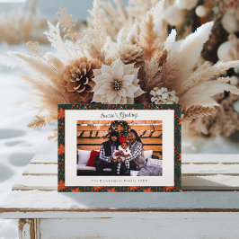 伝統的な赤いポインセチアの写真クリスマス シーズンカード