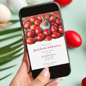 伝統的な赤い卵とうさぎ 招待状