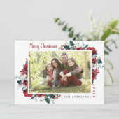 伝統的な赤と緑の花柄のホリデーカード シーズンカード (スタンド正面)