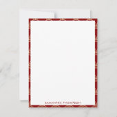 伝統的な赤と金の中国の模様　オーダーメイド名入り ノートカード (正面)