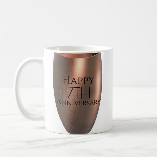 伝統的な銅の7回目の記念日 コーヒーマグカップ (左)