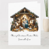 伝統的な降誕祭の牧師への会衆からの贈り物 カード (正面)