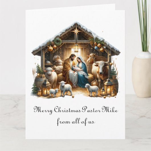 伝統的な降誕祭の牧師への会衆からの贈り物 カード (正面)
