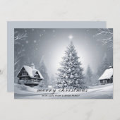 伝統的な雪の降る冬の休日クリスマス シーズンカード (正面/裏面)