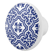 伝統的な青と白のスペインのAzulejo セラミックノブ (右)