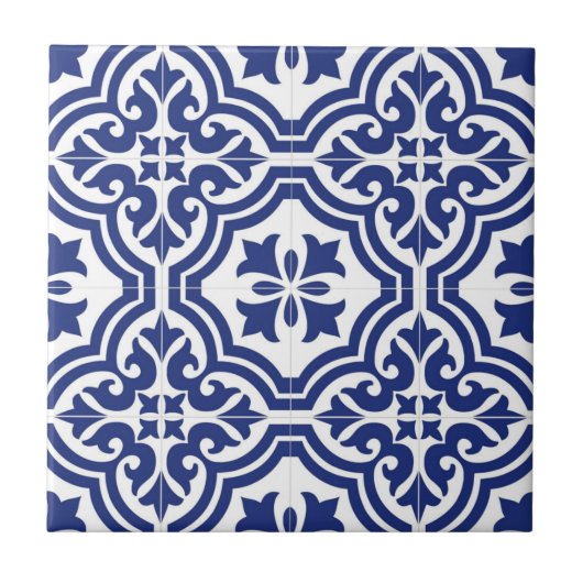 伝統的な青と白のスペインのAzulejo タイル (正面)