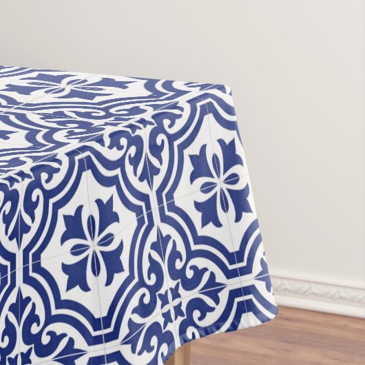 伝統的な青と白のスペインのAzulejo テーブルクロス (インサイチュ)