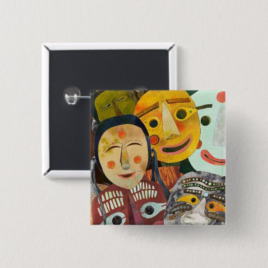 伝統的な韓国のマスクボタン 缶バッジ (正面&裏面)