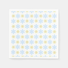 伝統的な韓国の模様と雪の結晶と花のデザインが交互に配置されたシームレスなパターンが特徴 スタンダードカクテルナプキン