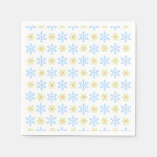 伝統的な韓国の模様と雪の結晶と花のデザインが交互に配置されたシームレスなパターンが特徴 スタンダードカクテルナプキン