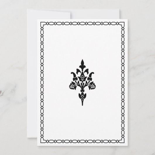 伝統的な黒と白の縁取りのイスラム教式の結婚式 招待状 (裏面)