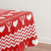 伝統的なChaleの赤と白のトナカイの雪片 テーブルクロス (インサイチュ)