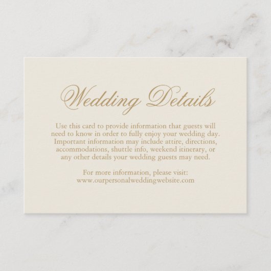 伝統的アイボリーエレガフォーマルントウェディング エンクロージャーカード (正面)