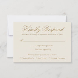 伝統的アイボリーエレガフォーマルントウェディング 出欠カード