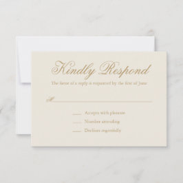 伝統的アイボリーエレガフォーマルントウェディング 出欠カード