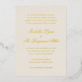 伝統的アイボリーエレガフォーマルントウェディング 箔招待状 (正面)