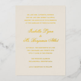 伝統的アイボリーエレガフォーマルントウェディング 箔招待状