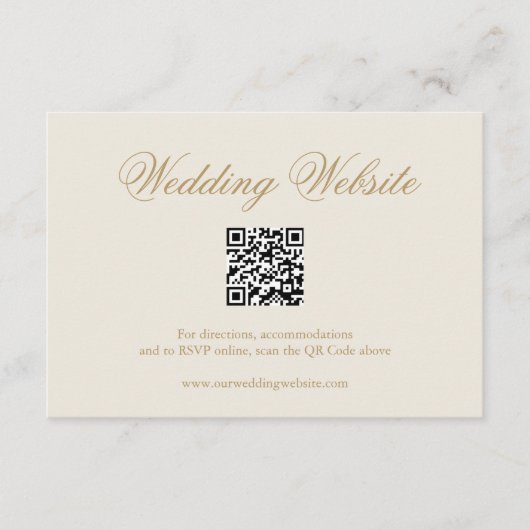 伝統的アイボリーフォーマルQRコードエレガントな結婚式 エンクロージャーカード (正面)