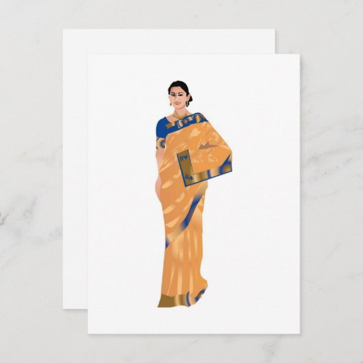 伝統的インディアン結婚式の日付カードの保存 案内ポストカード (正面/裏面)