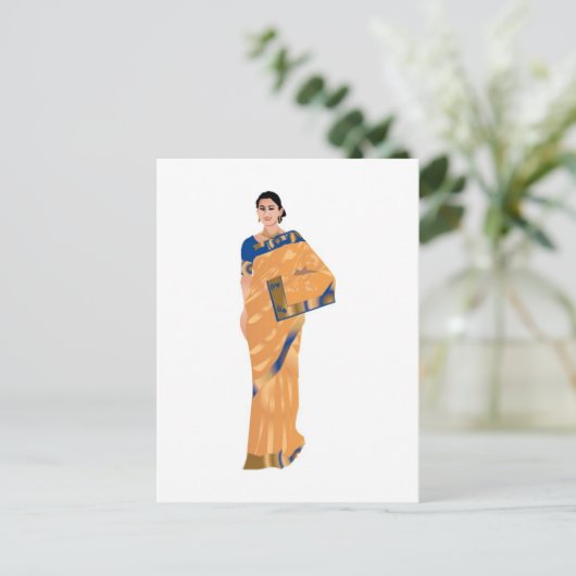 伝統的インディアン結婚式の日付カードの保存 案内ポストカード (スタンド正面)