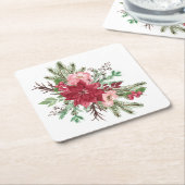 伝統的エレガントクリスマス スクエアペーパーコースター (アングル)