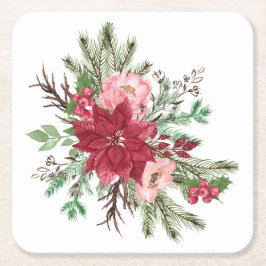 伝統的エレガントクリスマス スクエアペーパーコースター