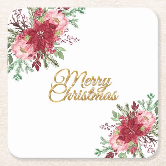 伝統的エレガントクリスマス スクエアペーパーコースター (正面)