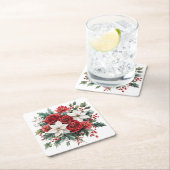 伝統的エレガントクリスマス スクエアペーパーコースター (インサイチュ)