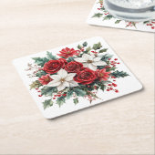 伝統的エレガントクリスマス スクエアペーパーコースター (アングル)